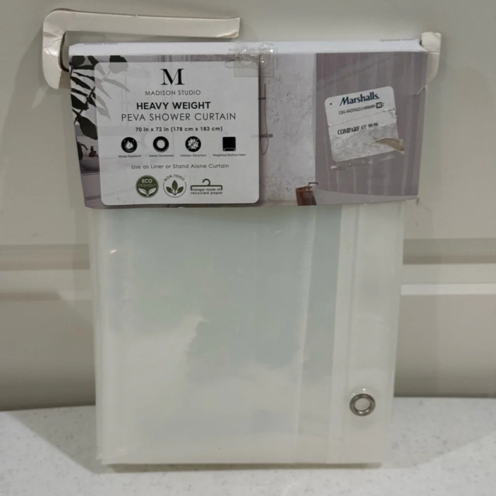 NEW Madison Studio Heavyweight Clear PEVA Shower Curtain ~ 70in x 72in